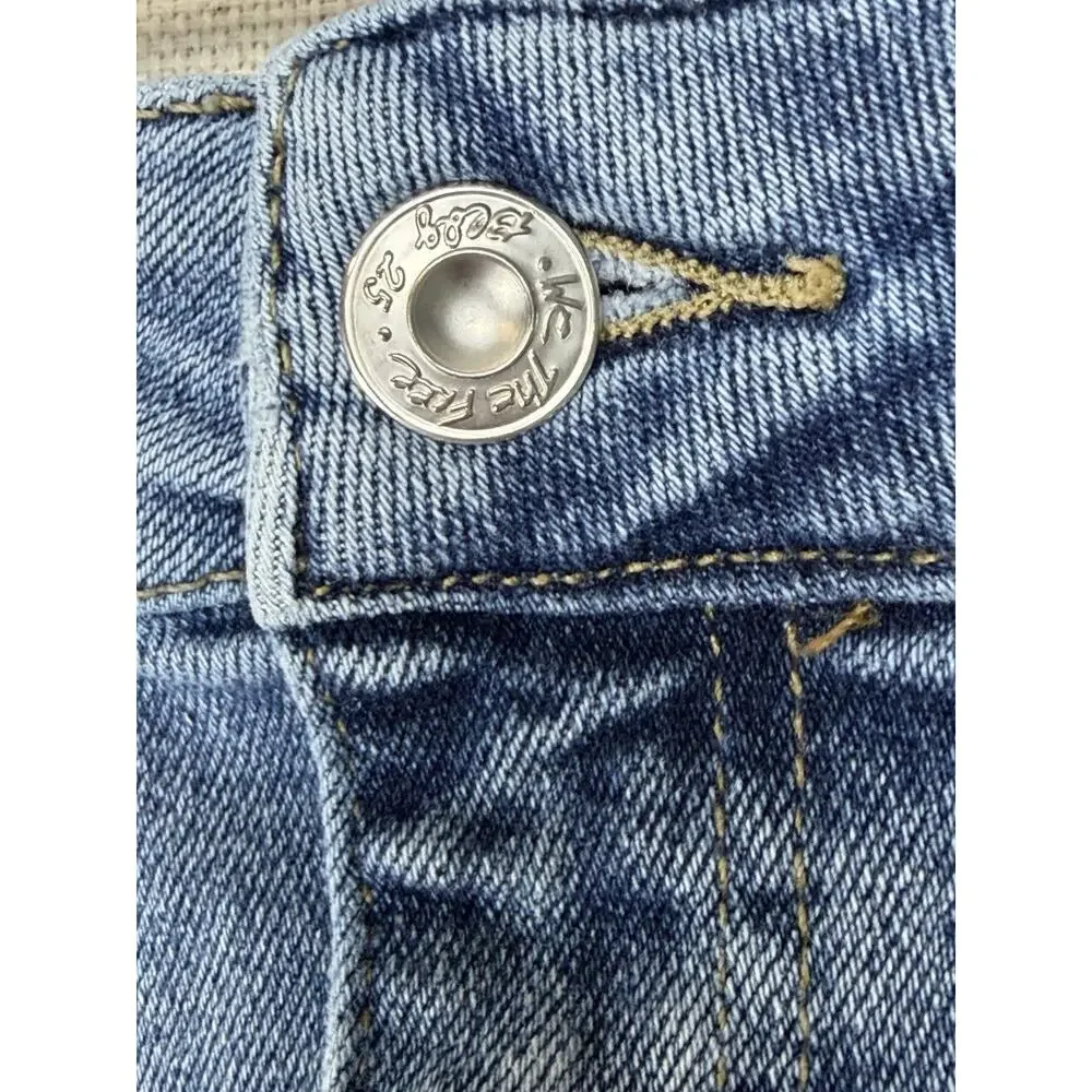 We The Free People Jeans Size 26 High Rise Skinny Stretch Frayed Hem Blue Denim - Picture 3 of 14